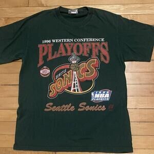 Seattle Supersonics 1996 N Ba Playoffs Retro Graphics Shirt